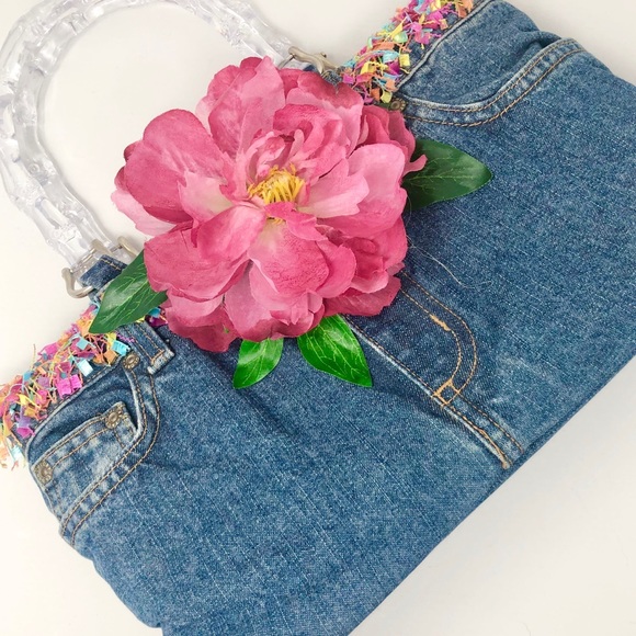 Handbags - 🛍3 for $35! Floral/rainbow Denim Jean Purse